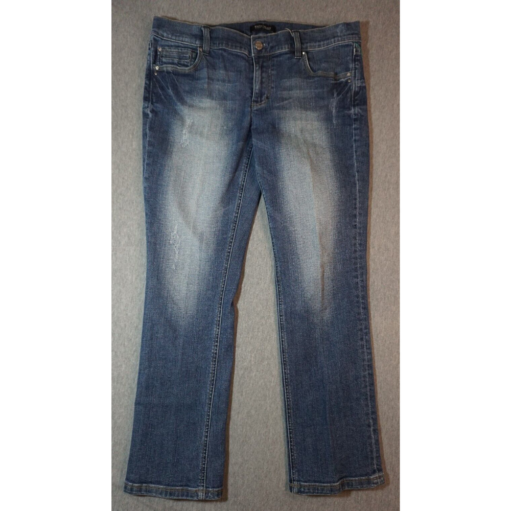 White House Black Market Women's Size 10 Noir Jeans Straight Distressed